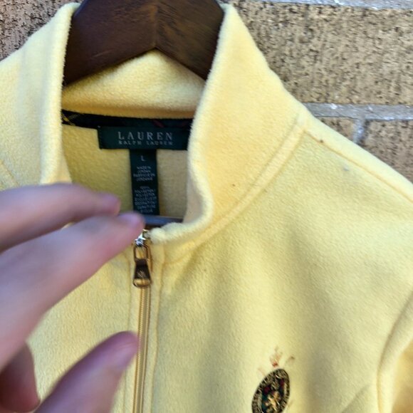 Vintage Ralph Lauren Embroidered Fleece Zip Up Large Yellow - Picture 6 of 7